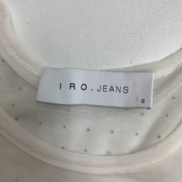 IRO Jeans Dway Studded Sheer Top Womens S Small White Oversized Mid Sleeve Shirt - Picture 10 of 15